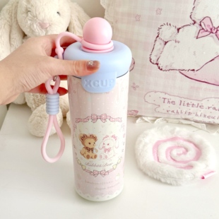 原创兔熊可外带保温杯可爱冬季316不锈钢卡通软妹居家办公水杯