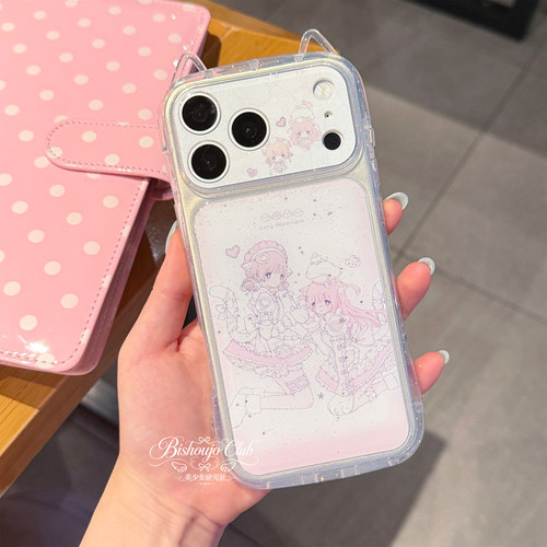 原创猫猫酱手机壳防硅胶精孔亮面苹果适用iphone17promax/16Pro