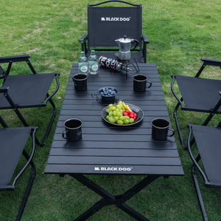 BLACKDOG黑狗铝合金蛋卷桌黑化户外折叠桌露营装备便携式野餐桌子