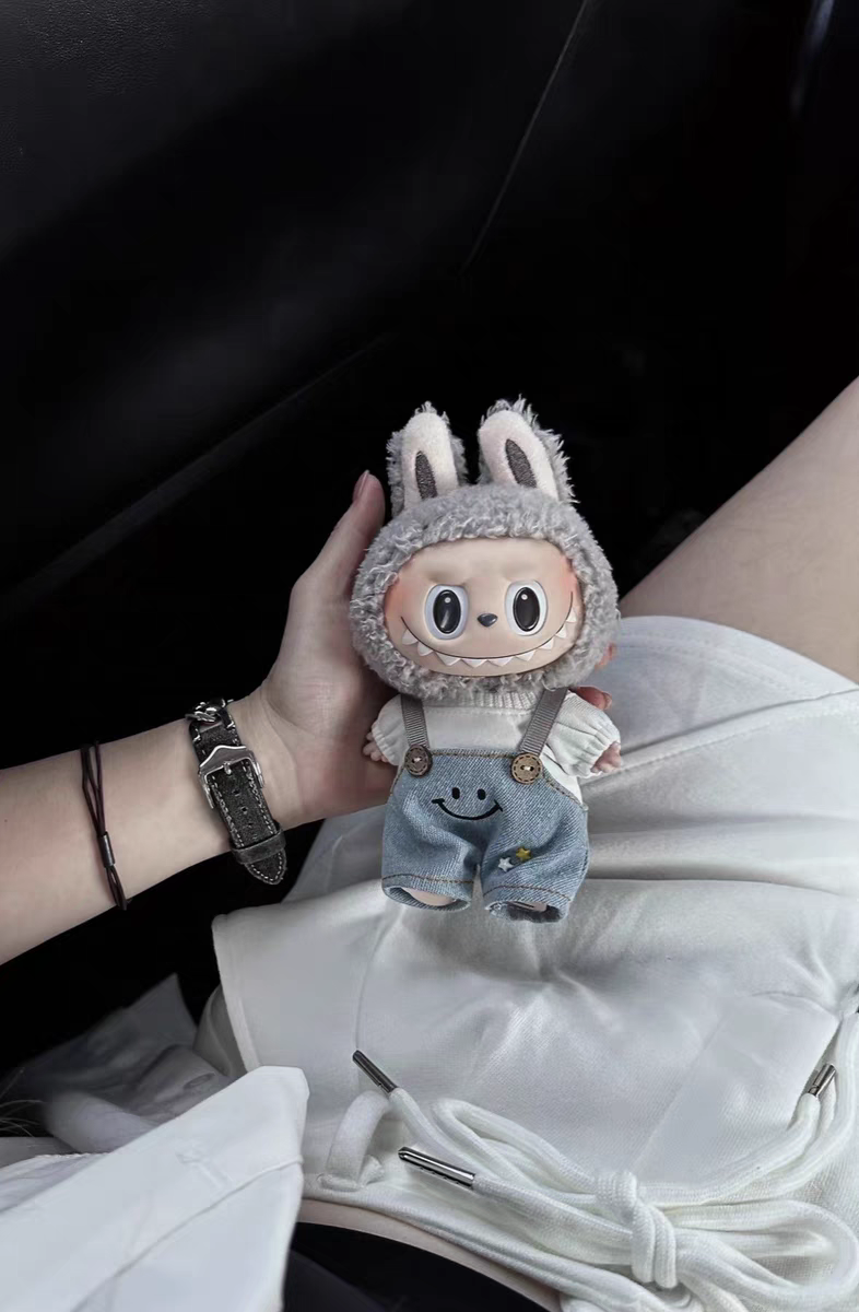 labubu拉布布搪胶衣服娃衣雨衣拉不不头套帽子心动马卡龙17cm