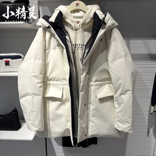 中长款 女士宽松款 连帽保暖羽绒服F11W548905 新款 FILA斐乐2025冬季