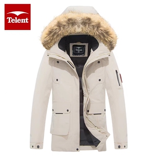 天伦天户外男女休闲羽绒服保暖冬季加厚外套毛领帽504237/604237