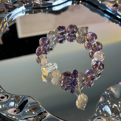 天然紫水晶手链女款单圈紫气东来手串送女友闺蜜礼物时尚轻奢百搭