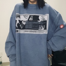 CAV EMPT C.E 日系潮牌蜡染做旧圆领CE长袖 秋冬水洗双面贴布卫衣