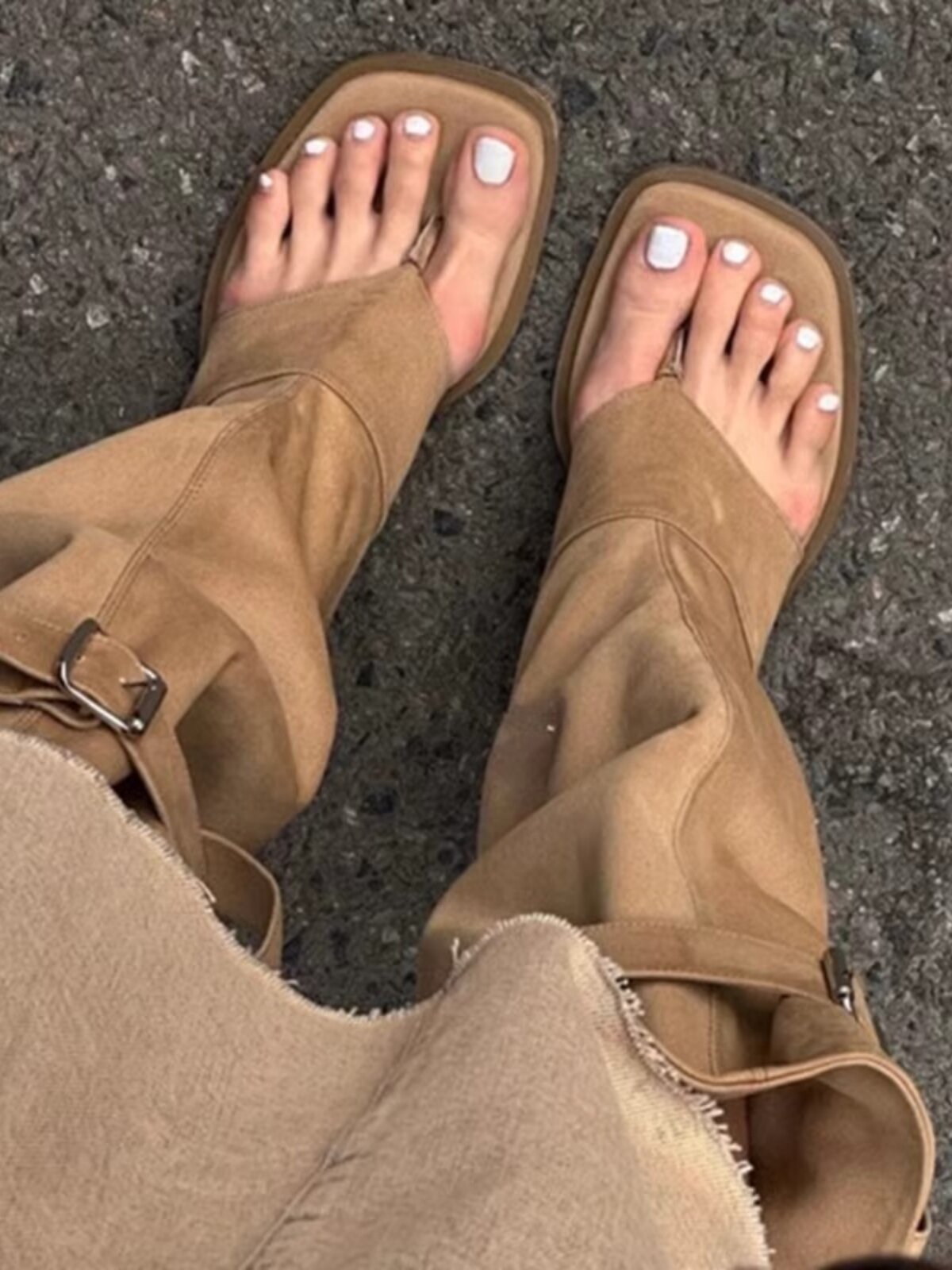 소가죽 버전 2024 여름 신식 슬리퍼 샌들 바지 부츠 여성용 핫걸 웨스턴 카우보이 부츠