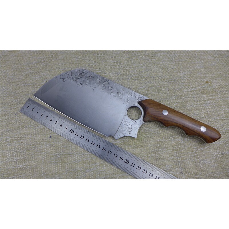 非常不错真锻打5CR钼钒钢家用切片刀菜刀造型漂亮好用实木手柄