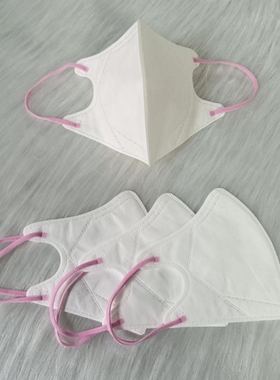 V脸3D立体口罩白色撞粉色耳带白鹿同款网红防甲流KN95显脸小显瘦