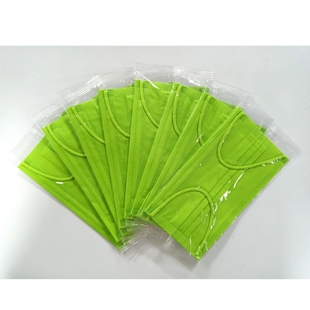 牛油果绿口罩嫩绿色2025网红潮款 显脸小柔顺同色宽耳带独立包装