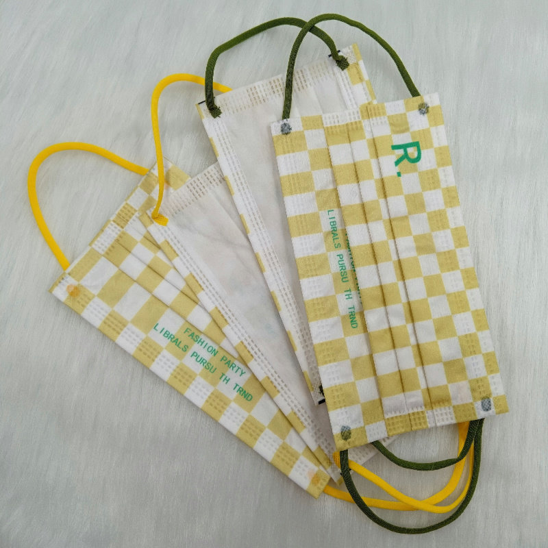 优品单独包装女高级同款一片式格子小方格花格纹棋盘格一次性口罩