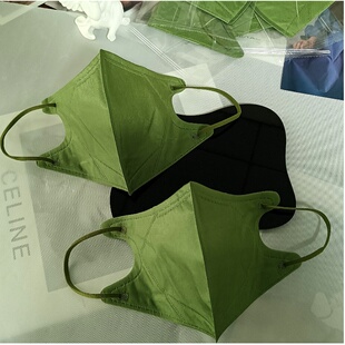 抹茶绿3D口罩同色耳绳美颜独立包装 显脸小不化妆口鼻面罩 网红新款