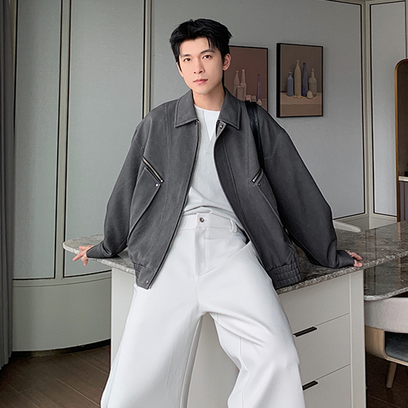 HLDS男装外套衣服男款cleanfit高级感潮流休闲2025新款飞行夹克男