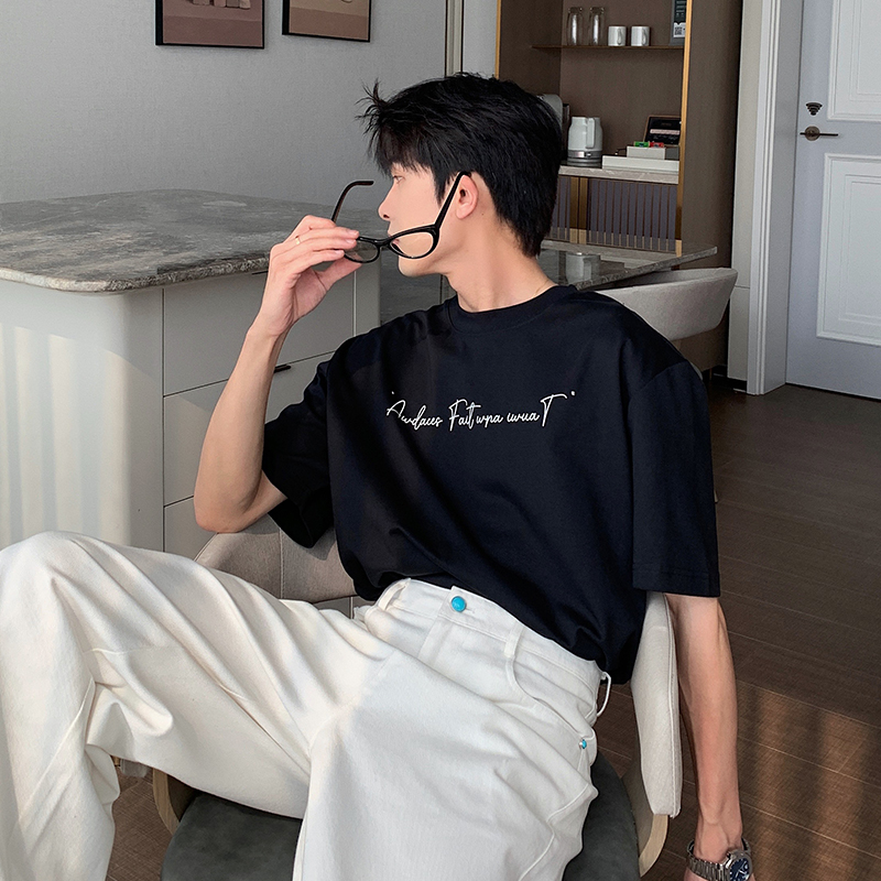 HLDS夏日2025新款短袖t恤男cleanfit高级感百搭简约宽松潮流体恤