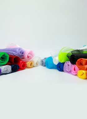 三根纱3060 欧根纱布料柯根婚纱 服装面料纯色透明纱婚庆蕾丝装饰