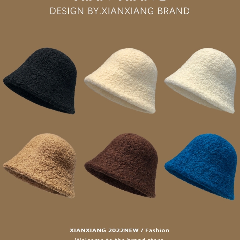 盆帽出游休闲女冬季羊羔毛帽子女