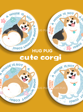 原创柯基图案陶瓷吸水杯垫餐垫汽车软木杯垫茶杯垫防烫陶瓷软木垫