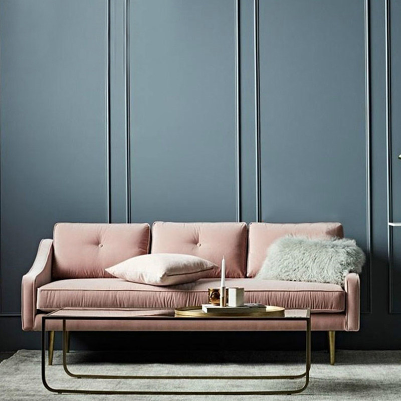 北欧布艺丝绒粉色灰色丝绒简约双三人休闲沙发定制美式样板房沙发|ruв категории жилой мебели, диван класса, диван - от Buy2taobao.com для оказания профессиональной услуги покупки агента Taobao