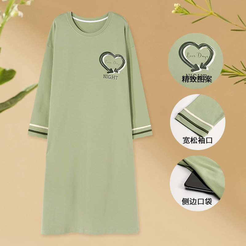 100%纯棉睡裙女士春秋季长袖薄款宽松可外穿过膝中长款全棉家居裙,女士内衣/男士内衣/家居服,睡裙,淘宝优惠券,粉丝福利购,淘宝优惠卷