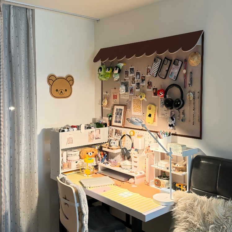 高颜值立体屋檐毛毡板照片墙复古墙贴高级感简约留言板相片展示板