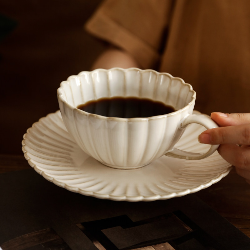 复古高级感咖啡杯碟套装窑变釉陶瓷下午茶杯拿铁拉花马克杯早餐杯,餐饮具,咖啡杯,淘宝优惠券,粉丝福利购,淘宝优惠卷