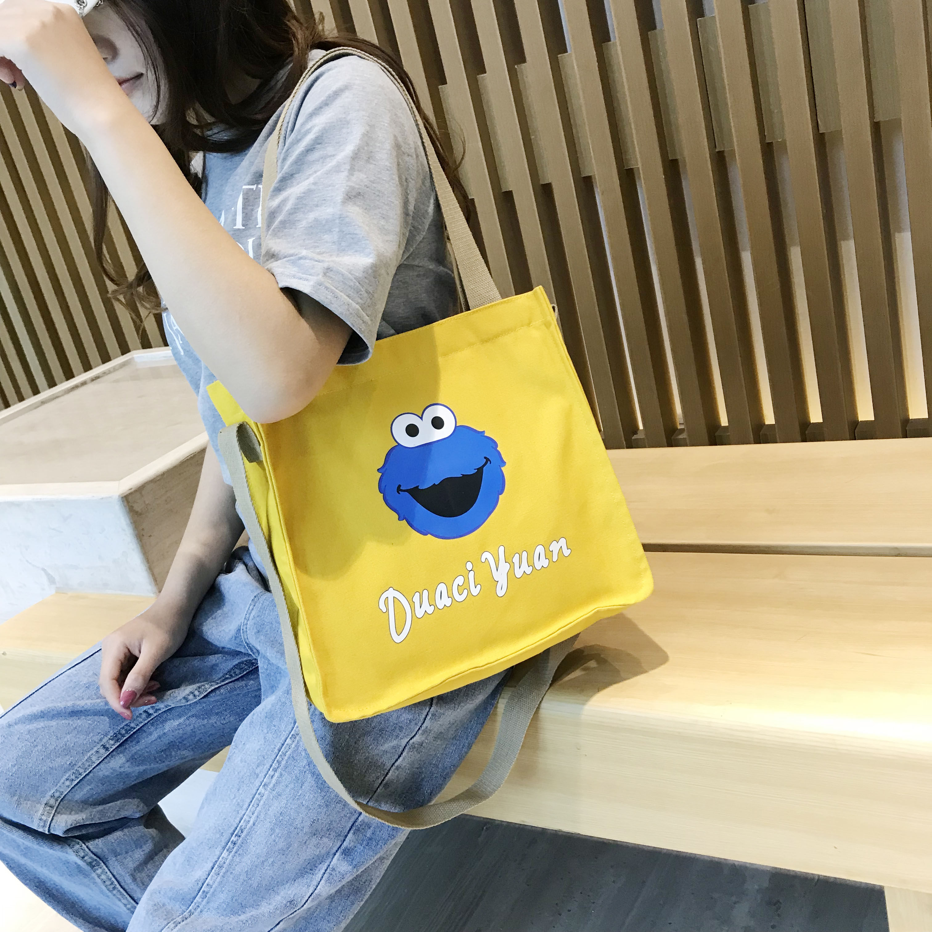 帆布包包女单肩新款学生ins中包斜挎韩版百搭大容量手提布袋