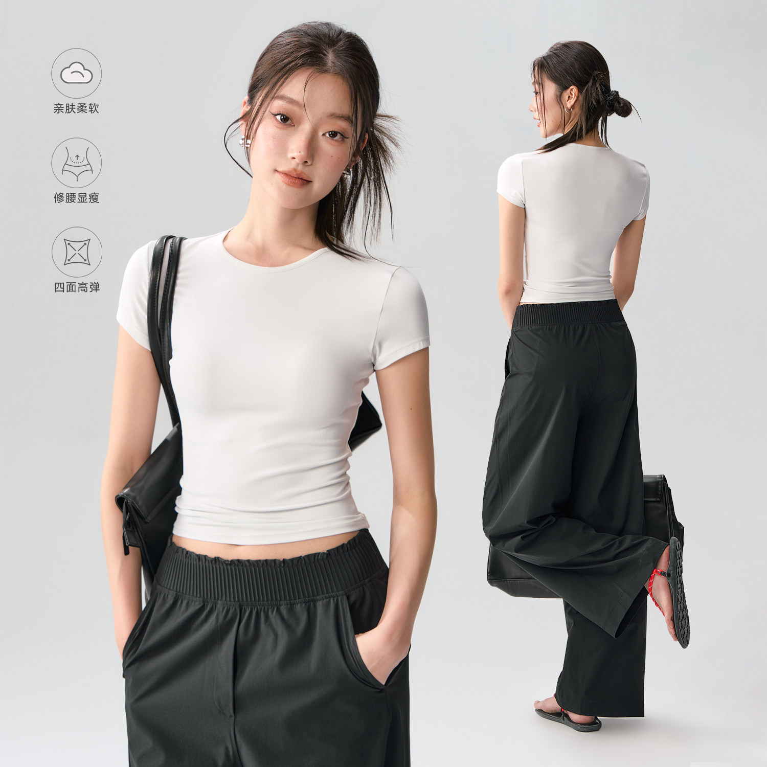 薄款修身圆领健身T恤普拉提训练瑜伽服上衣户外跑步速干运动短袖