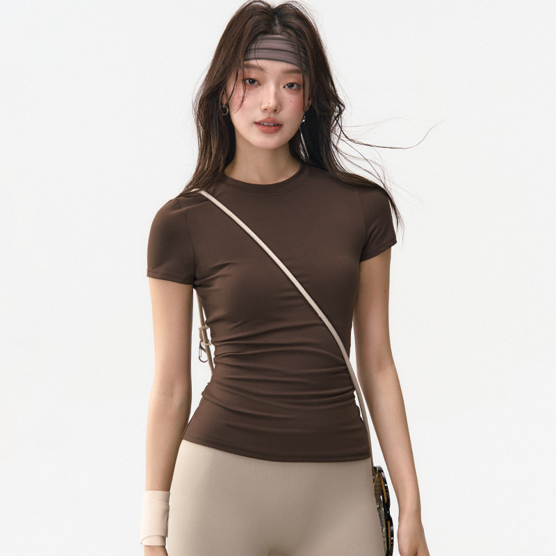 新款健身短袖女夏薄款高弹速干普拉提训练服套装瑜伽t恤运动上衣,运动/瑜伽/健身/球迷用品,瑜伽t恤,淘宝优惠券,粉丝福利购,淘宝优惠卷
