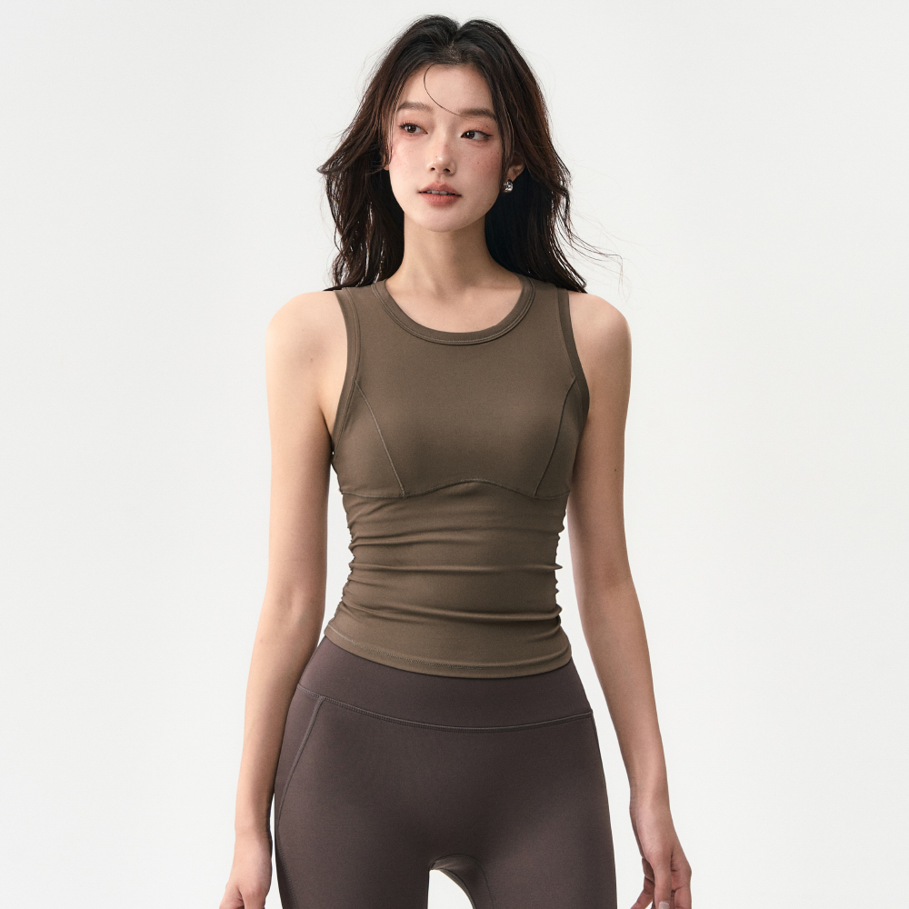 瑜伽背心女一体式高强度坦克收腰跑步运动上衣遮副乳无袖健身内衣