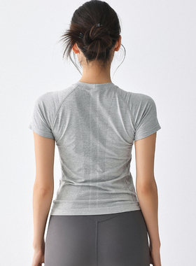 夏运动短袖女修身显瘦弹力透气跑步训练普拉提健身上衣瑜伽服T恤