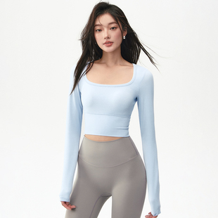 显瘦普拉提训练服套装 带胸垫瑜伽上衣女秋季 新款 修身 运动健身长袖