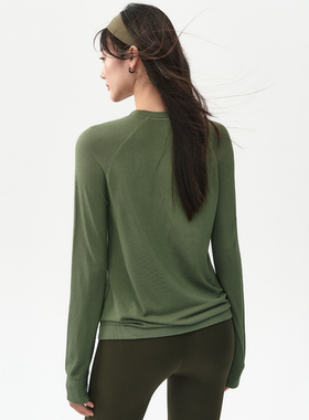 秋冬新款女瑜伽服上衣宽松透气t恤速干衣训练套装运动健身服长袖