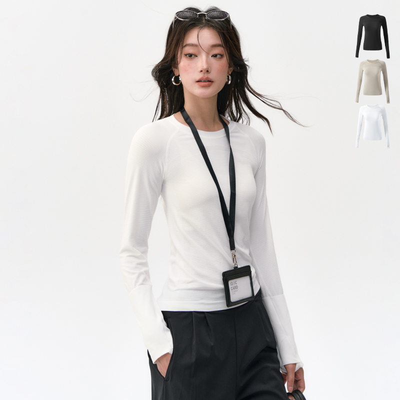 秋冬瑜伽服长袖女跑步速干休闲运动上衣普拉提训练服健身T恤套装