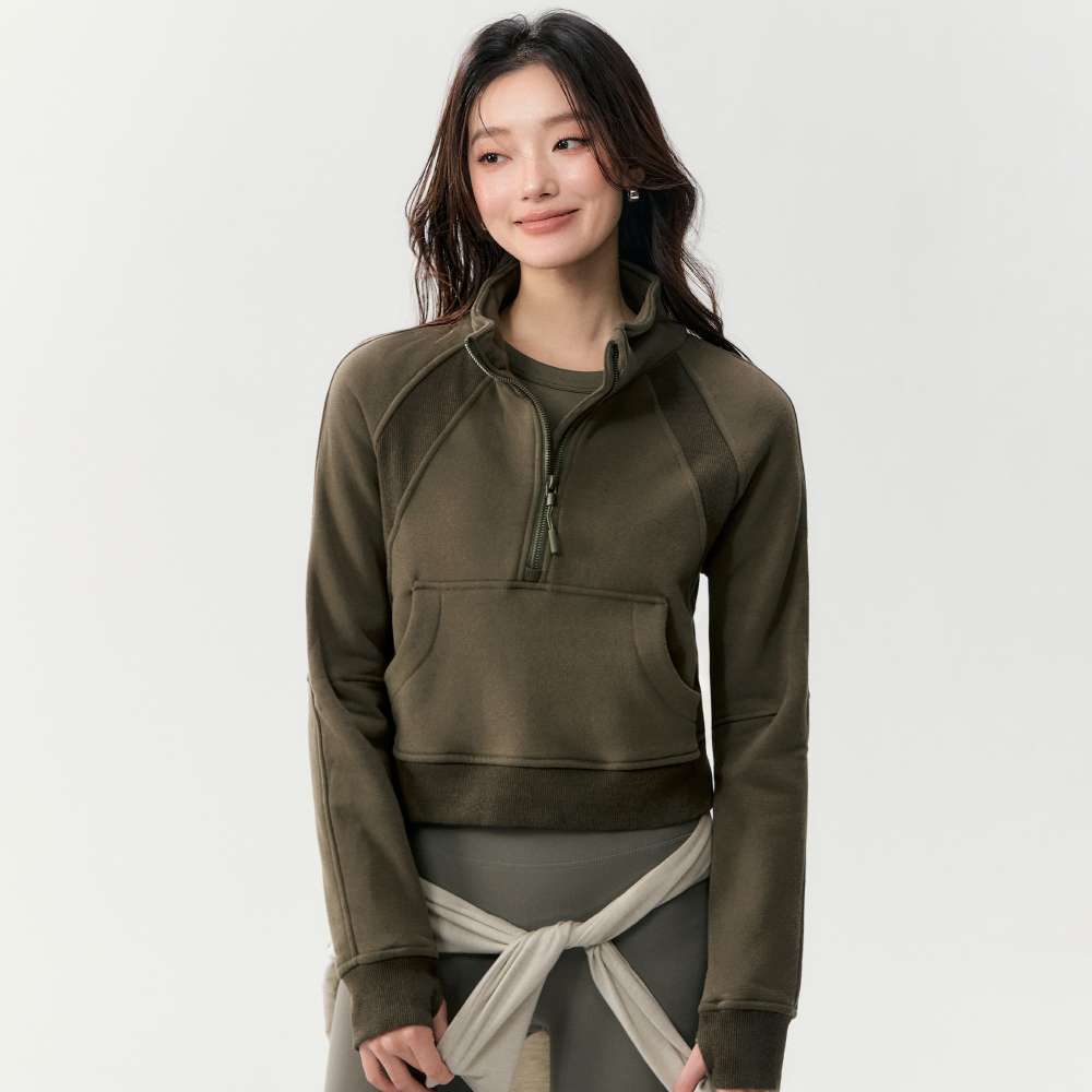 半拉链保暖运动长袖健身服上衣