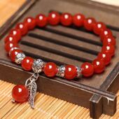 天然红玛瑙手链十二生肖水晶手串本命年女款 百搭饰品手饰配饰 时尚