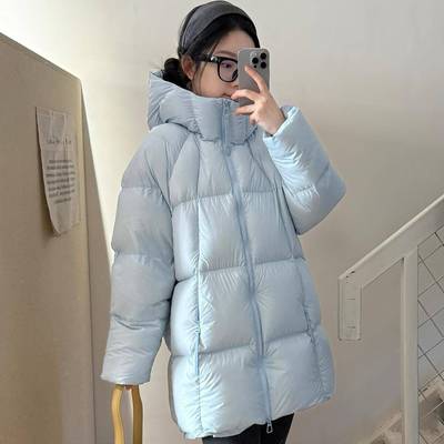 云朵泡芙羽绒服女中长版2025年冬季新款加厚白鸭绒连帽面包服外套