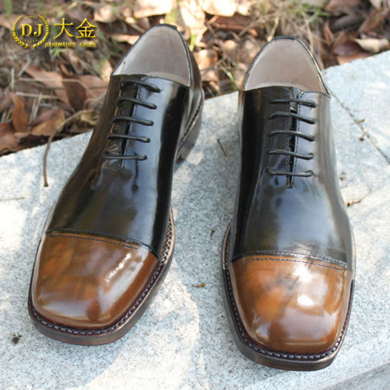 方头手工低帮牛津鞋简约皮鞋