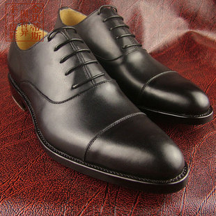 固特异男鞋商务正装三接头皮鞋头层牛皮手工皮鞋定制皮底皮鞋吸汗