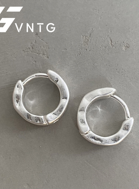 VINTAGETASTE 松本惠奈清冷感ins风日系不规则凹凸金属耳扣耳环