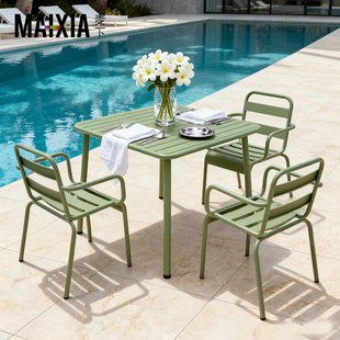 北欧户外铁艺休闲椅花园庭院家用餐椅阳台民宿会所别墅庭院餐桌椅