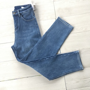 高腰弹力秋冬加绒加厚修身 YKK拉链 显腿直小直筒牛仔裤