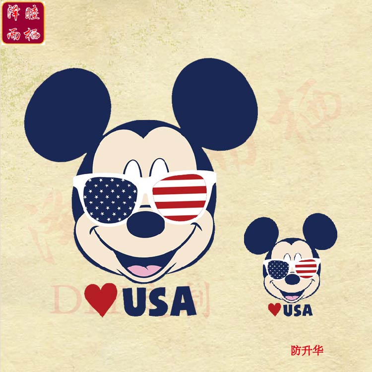 烫画图案衣服卡通眼睛米奇大号情侣亲子热转印时尚补丁熨烫贴