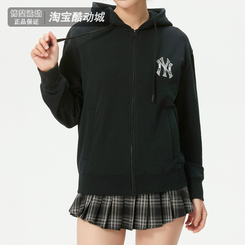 MLB外套男女装26新款NY复古运动服休闲跑步针织连帽夹克3ATRM0261