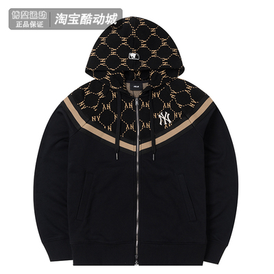 MLB外套男女装拼接连帽针织夹克