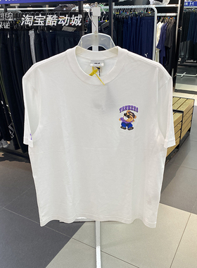 MLB短袖男女情侣夏季NY皱眉熊印花休闲运动透气圆领T恤3ATSE0243