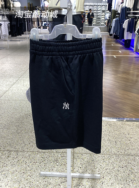 MLB针织短裤男女2025夏季NY小标运动休闲宽松透气五分裤3ASPB0153