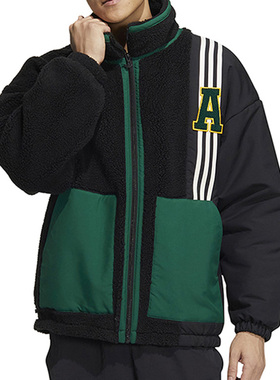 阿迪达斯三叶草春新款男子休闲仿羊羔绒保暖立领夹克HY7233 7234