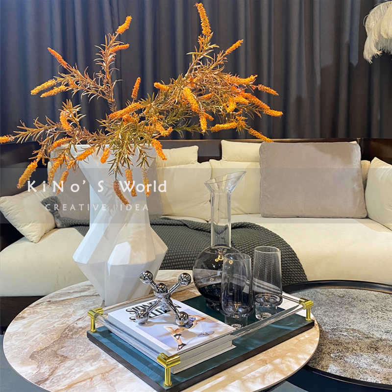 轻奢风玻璃酒杯软装饰品组合折