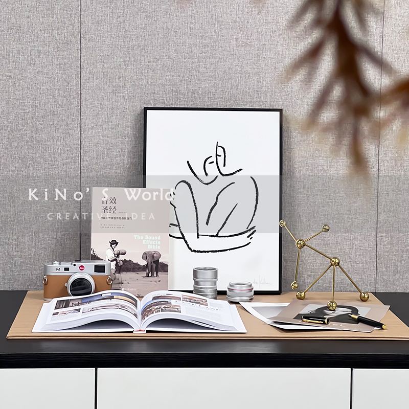 简约样板间书桌装饰摆件软装搭配