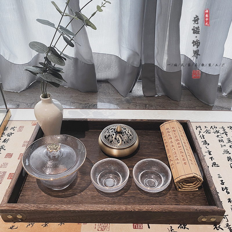 新中式样板房间组合茶室茶具摆件