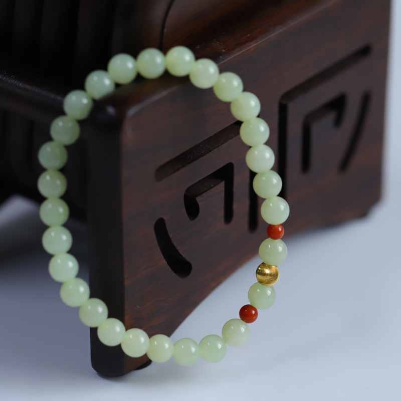 【甄老板专属】[金镶玉润]18K金和田玉手串/多样性发其一