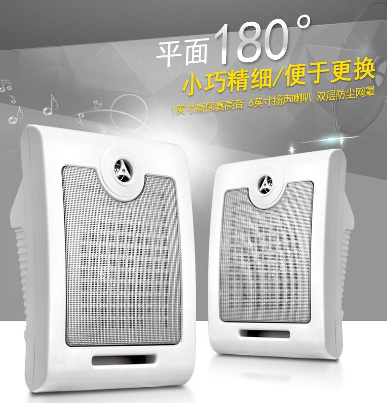 壁挂式音响挂壁喇叭吸顶超市店铺餐厅背景音乐套装功放机广播音箱